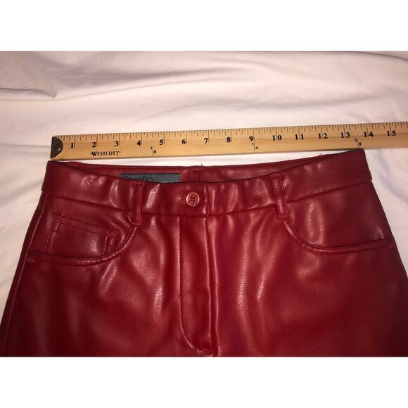 Vegan Leather Red Pants Size XS/S Teenflo Maurice Tarica Canada Lined Jeans - Picture 4 of 12